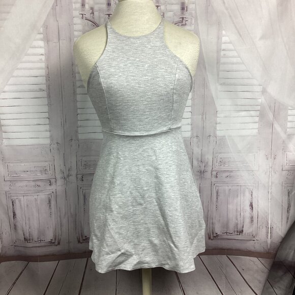Lulus Grey Skater Dress Cross Back Sleeveless S - Picture 10 of 10